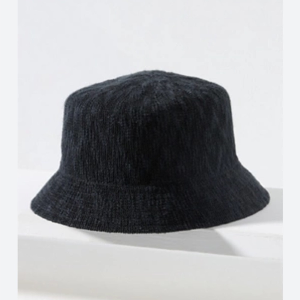 Anthropologie Nubby Black Bucket Hat Cotton Blend Knit Normcore Y2K Clueless